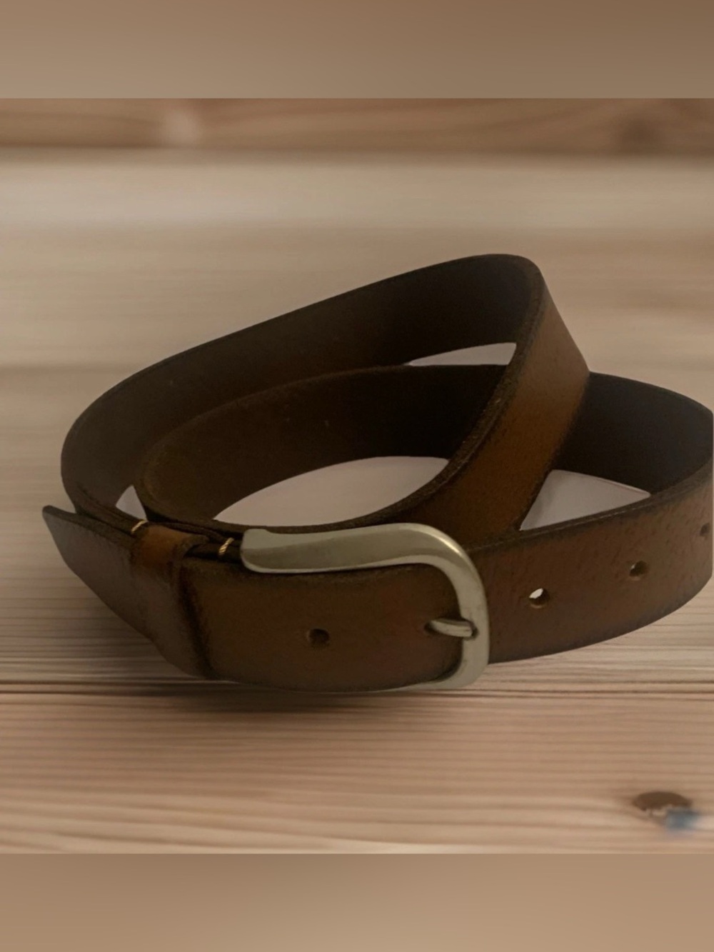 Joe’s Jeans Men’s Brown Leather Belt 41 Inches with Silver Buckle